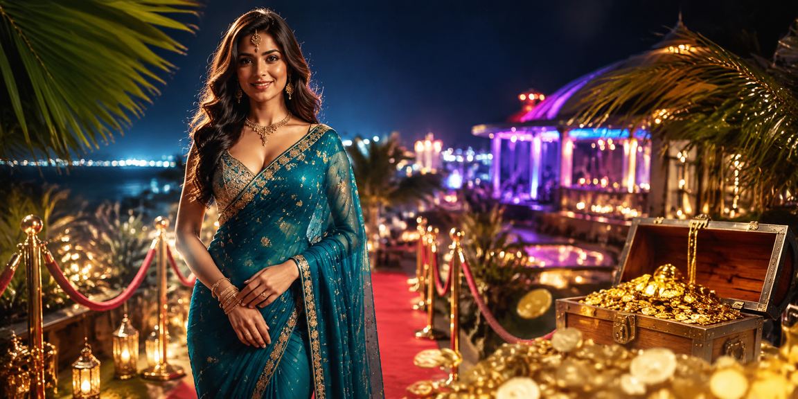 Indian woman enjoying 100mcg mobile betting in Goa