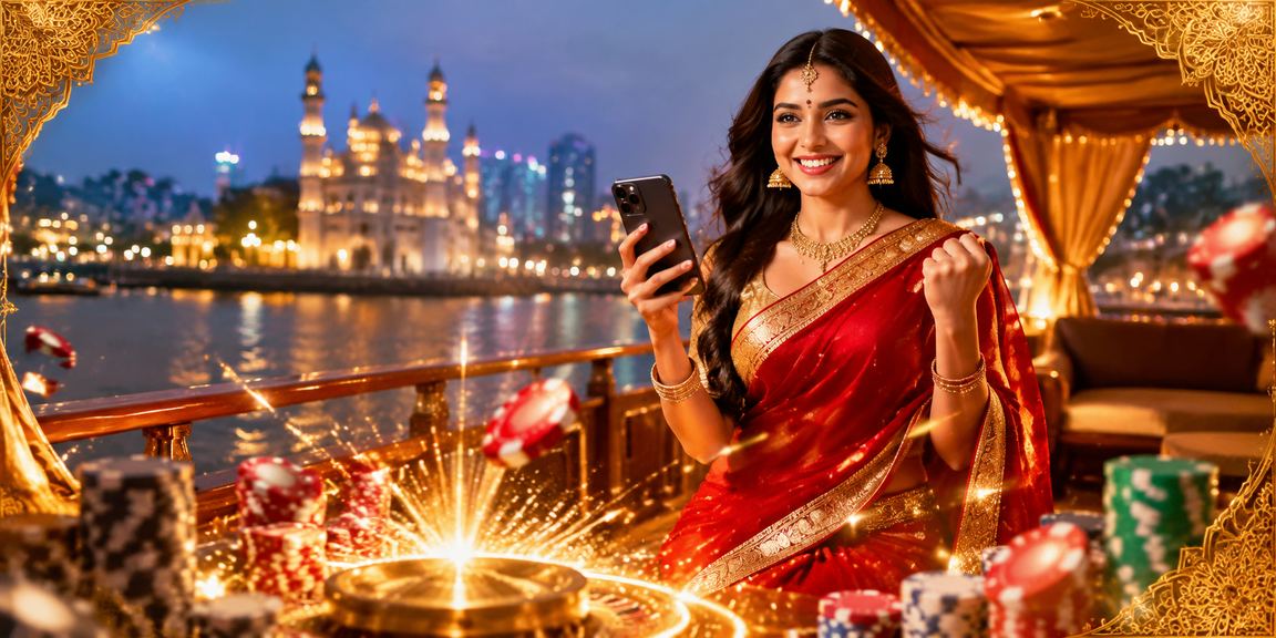 Indian woman enjoying mobile slot games running smoothly on a smartphone